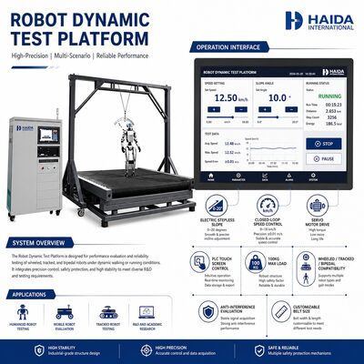 HD Robot Dynamic Test Platform Walking Stability Testing Machine Equipment Adjustable Slope 0 20 Degrees Speed Control 0 18 km/h