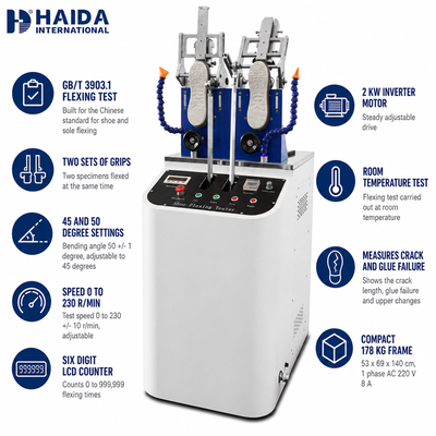 HAIDA シューズ屈曲試験機 靴およびソール屈曲抵抗試験機 GB T 3903.1 標準靴試験装置