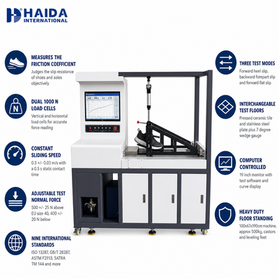HAIDA スリップ抵抗テスター 靴底摩擦係数試験機 ISO 13287 ASTM F2913 靴試験装置