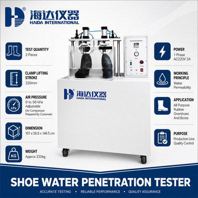 HAIDA 靴用 防水性 試験機 ゴム製オーバーシューズ ブーツ 防水性 試験機 フットウェア試験装置